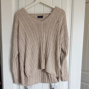 Polo by Ralph Lauren Women's Tan V-Neck Sweater